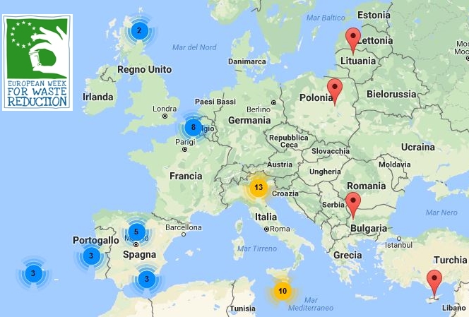 Settimana Europea Riduzione Rifiuti 2017 - Mappa delle iniziative